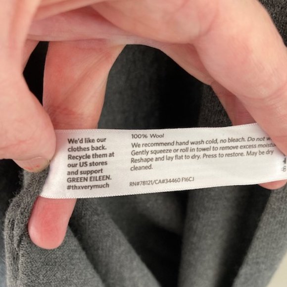 Eileen Fisher 100% Wool Duster, Grey, Size XL - Picture 5 of 5